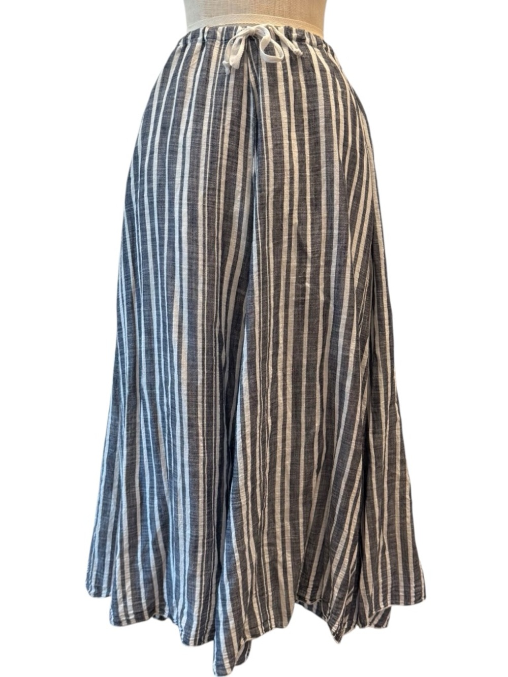 CP shades striped cotton a line midi skirt